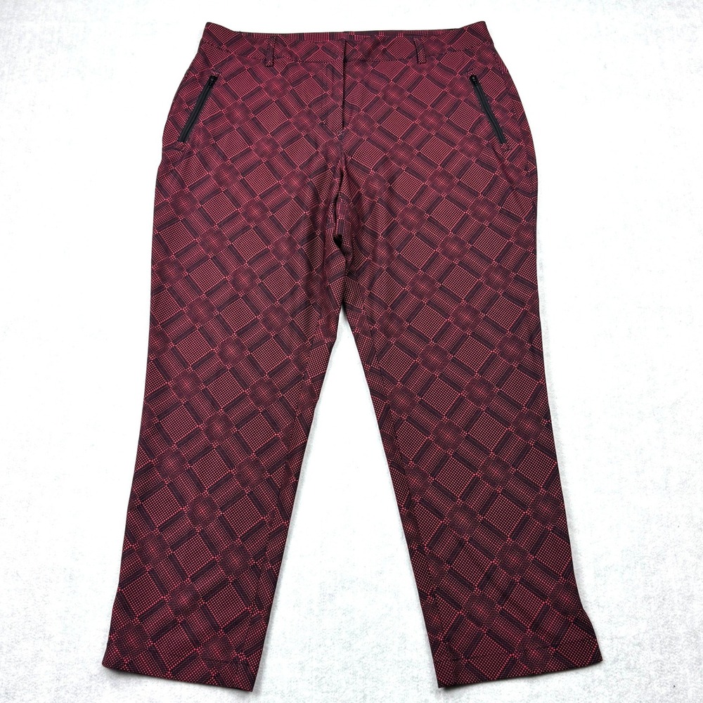 Slazenger Golf Pants Womens 10 Pink Black Geometric Plaid‎ Stretch Crop Capris